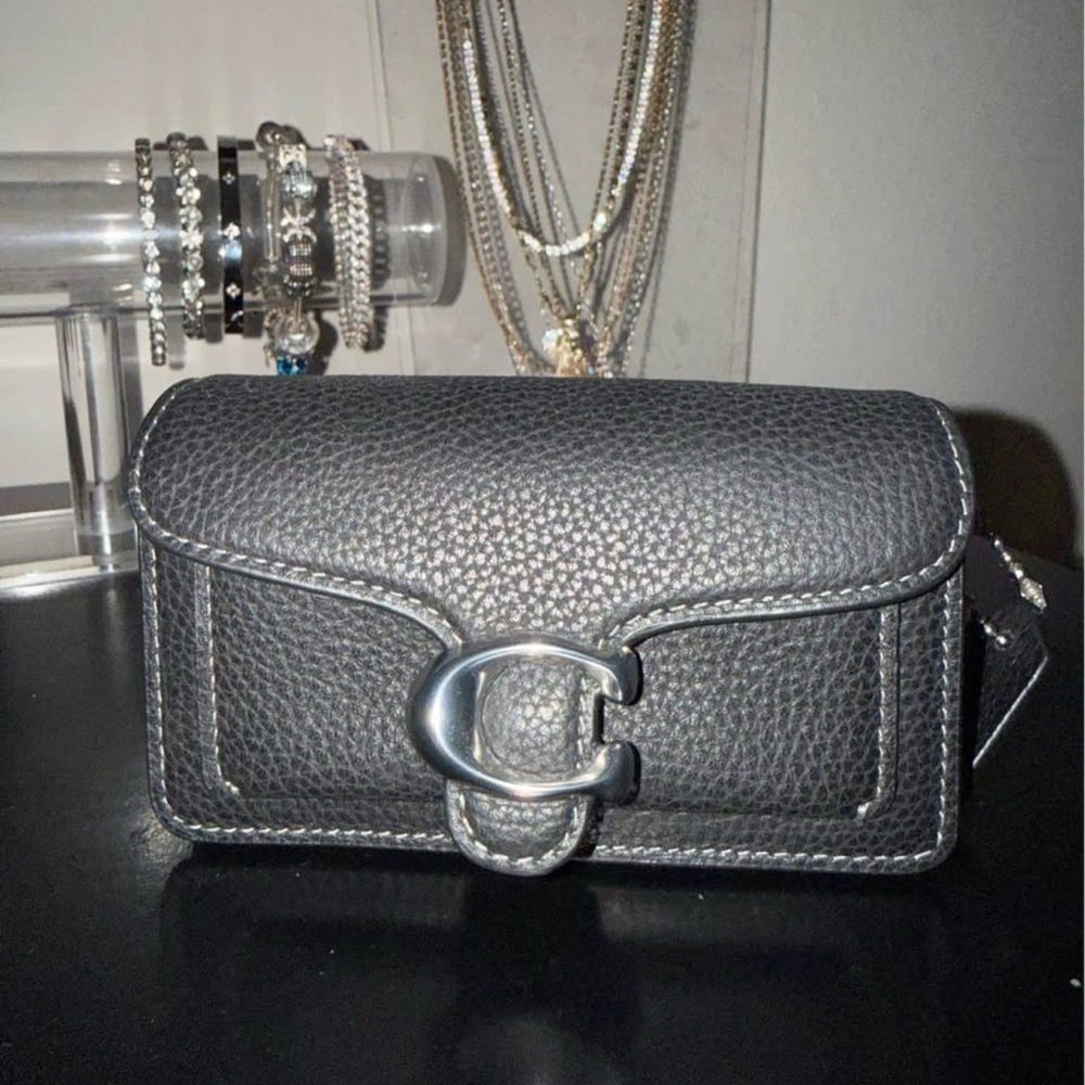 Coach Black Leather Wristlet with Silver Accent